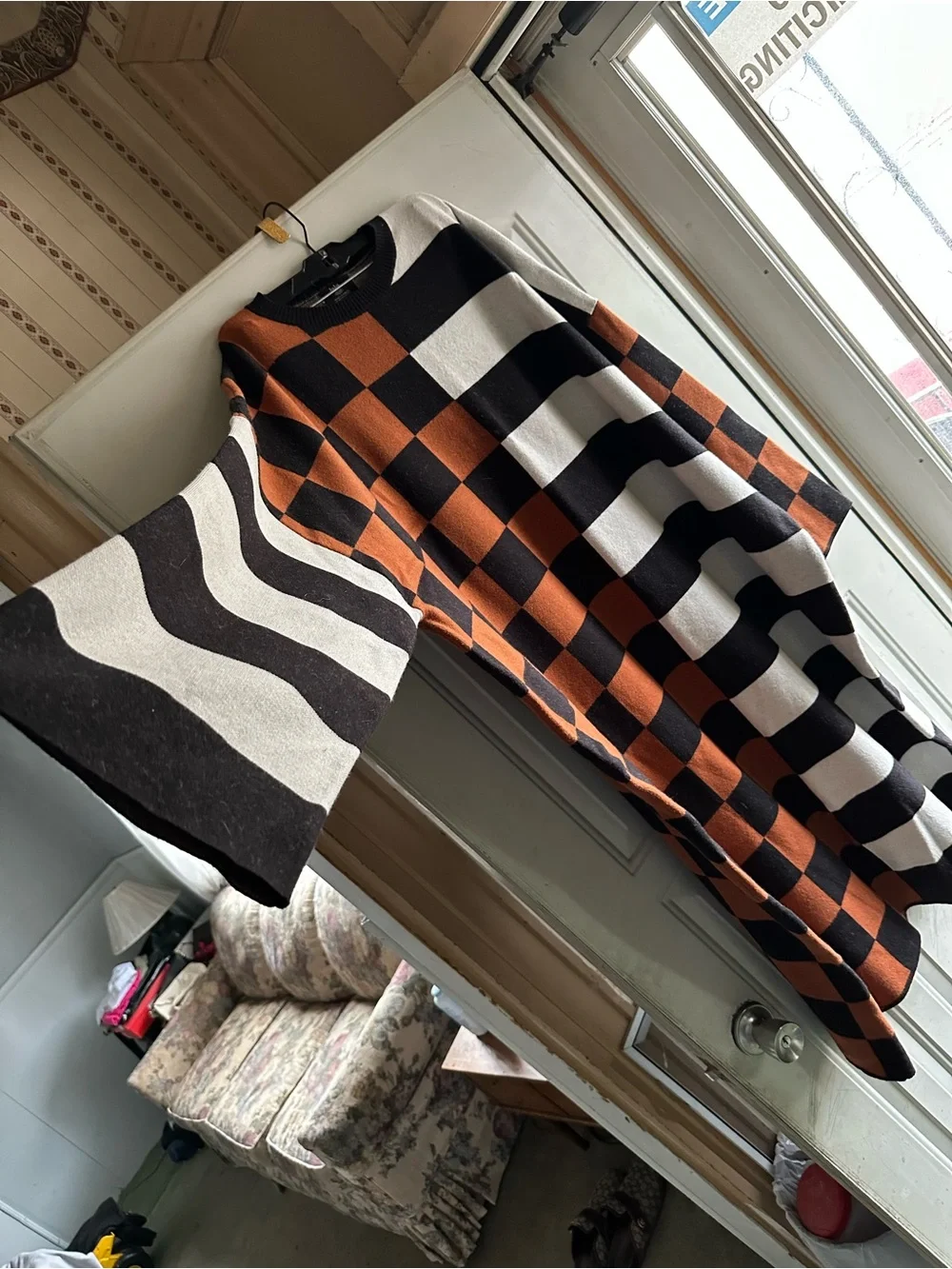 Dressed LaLa Check & Stripe Long Sleeve Sweater Dress 2X/3X - Picture 7 of 10
